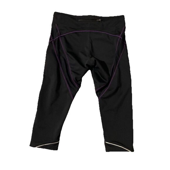 Athleta‎ 819214 Capri Workout Tights Small 13% Spandex Black Purple Stripe - Picture 4 of 6